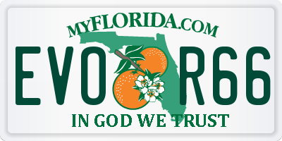 FL license plate EVOR66