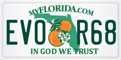 FL license plate EVOR68