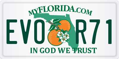 FL license plate EVOR71