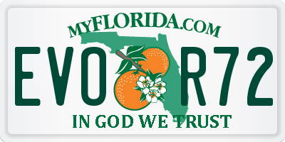 FL license plate EVOR72