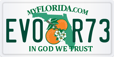 FL license plate EVOR73