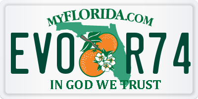 FL license plate EVOR74