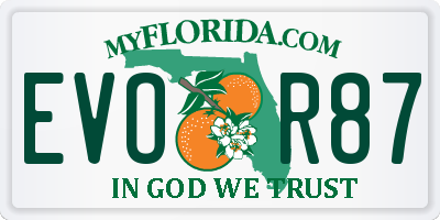 FL license plate EVOR87
