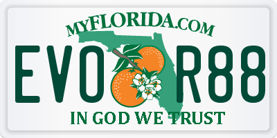 FL license plate EVOR88