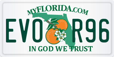 FL license plate EVOR96
