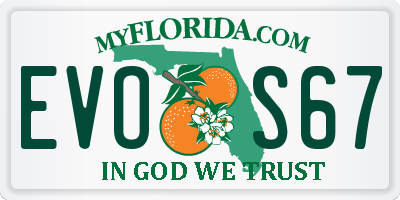 FL license plate EVOS67