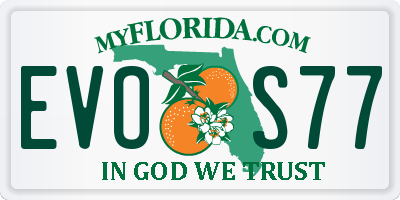 FL license plate EVOS77