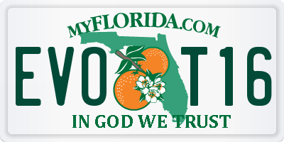 FL license plate EVOT16