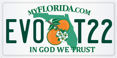 FL license plate EVOT22