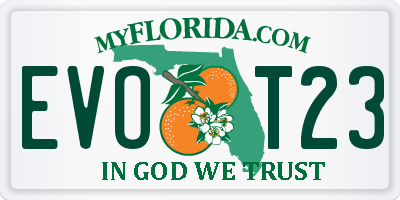 FL license plate EVOT23