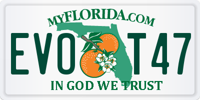 FL license plate EVOT47