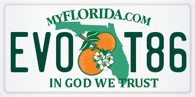 FL license plate EVOT86