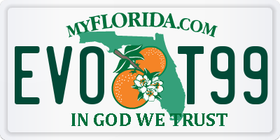 FL license plate EVOT99