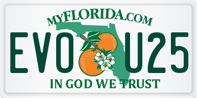 FL license plate EVOU25