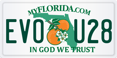 FL license plate EVOU28