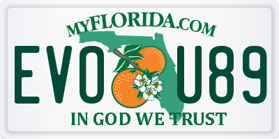 FL license plate EVOU89