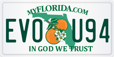 FL license plate EVOU94