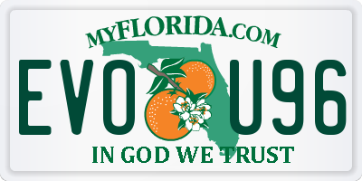 FL license plate EVOU96