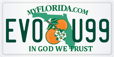FL license plate EVOU99