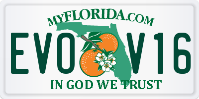FL license plate EVOV16