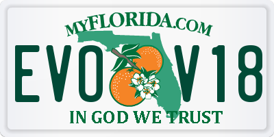 FL license plate EVOV18