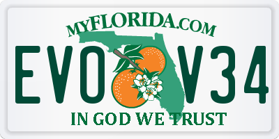 FL license plate EVOV34