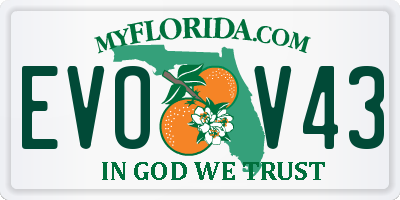 FL license plate EVOV43