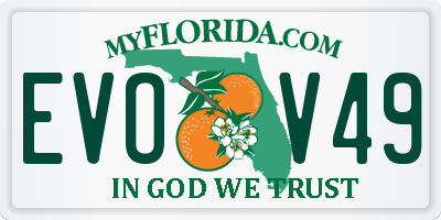 FL license plate EVOV49