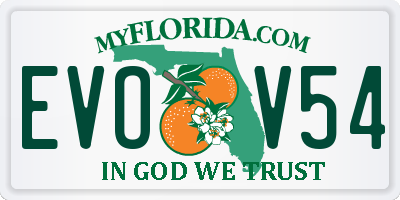 FL license plate EVOV54