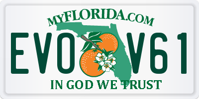 FL license plate EVOV61