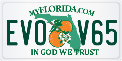 FL license plate EVOV65