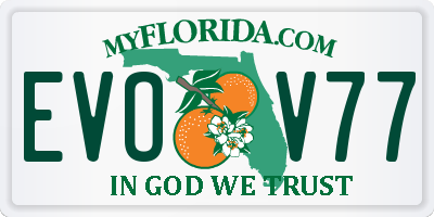 FL license plate EVOV77