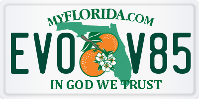 FL license plate EVOV85