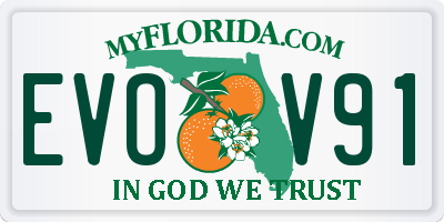 FL license plate EVOV91