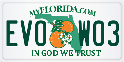 FL license plate EVOW03