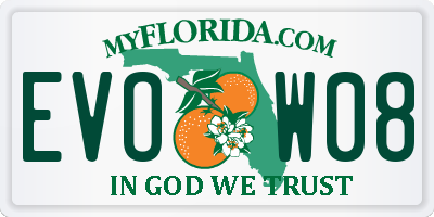 FL license plate EVOW08
