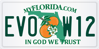 FL license plate EVOW12