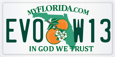 FL license plate EVOW13