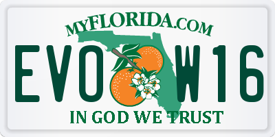 FL license plate EVOW16