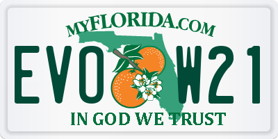 FL license plate EVOW21