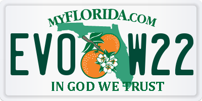 FL license plate EVOW22