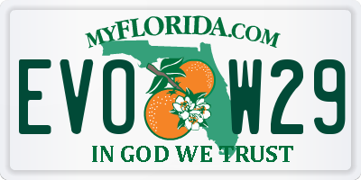 FL license plate EVOW29