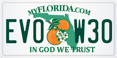 FL license plate EVOW30