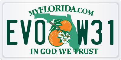 FL license plate EVOW31