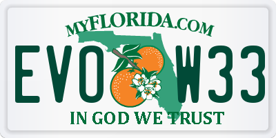 FL license plate EVOW33