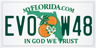 FL license plate EVOW48