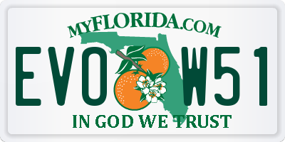 FL license plate EVOW51