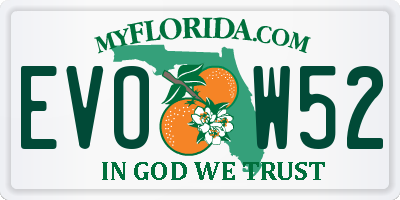 FL license plate EVOW52