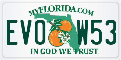 FL license plate EVOW53