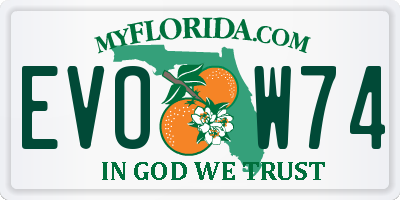 FL license plate EVOW74